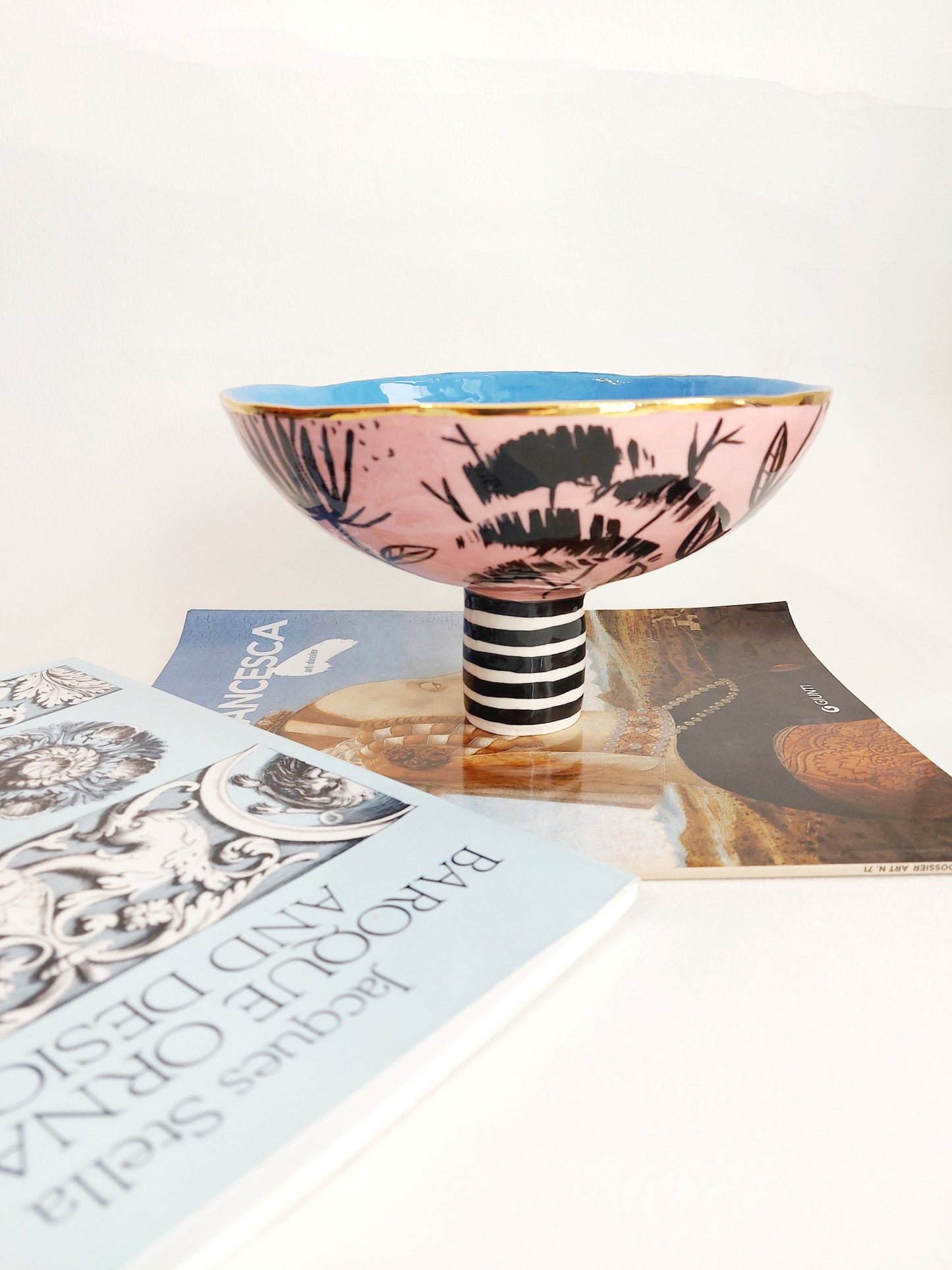 Alzata botanica blu/pink with Gold