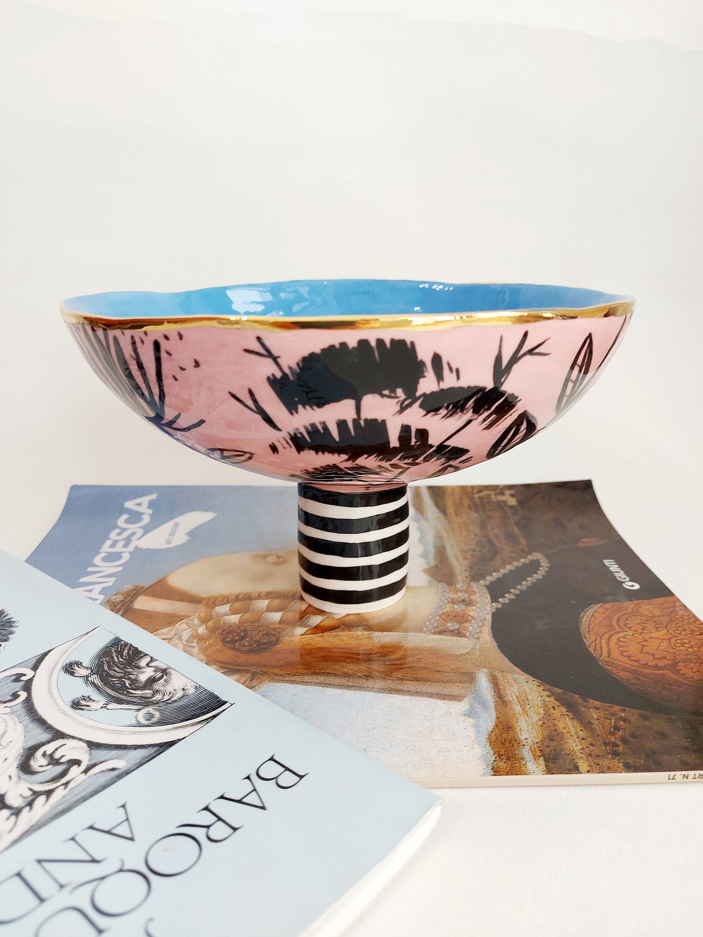Alzata botanica blu/pink with Gold
