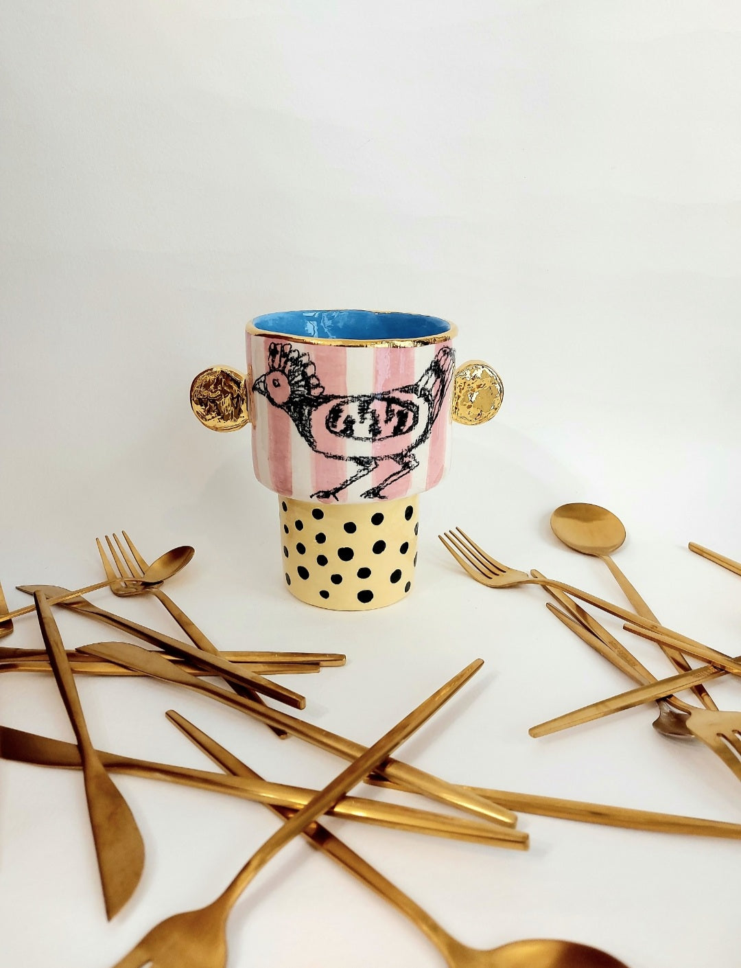 Vaso Upupa with gold