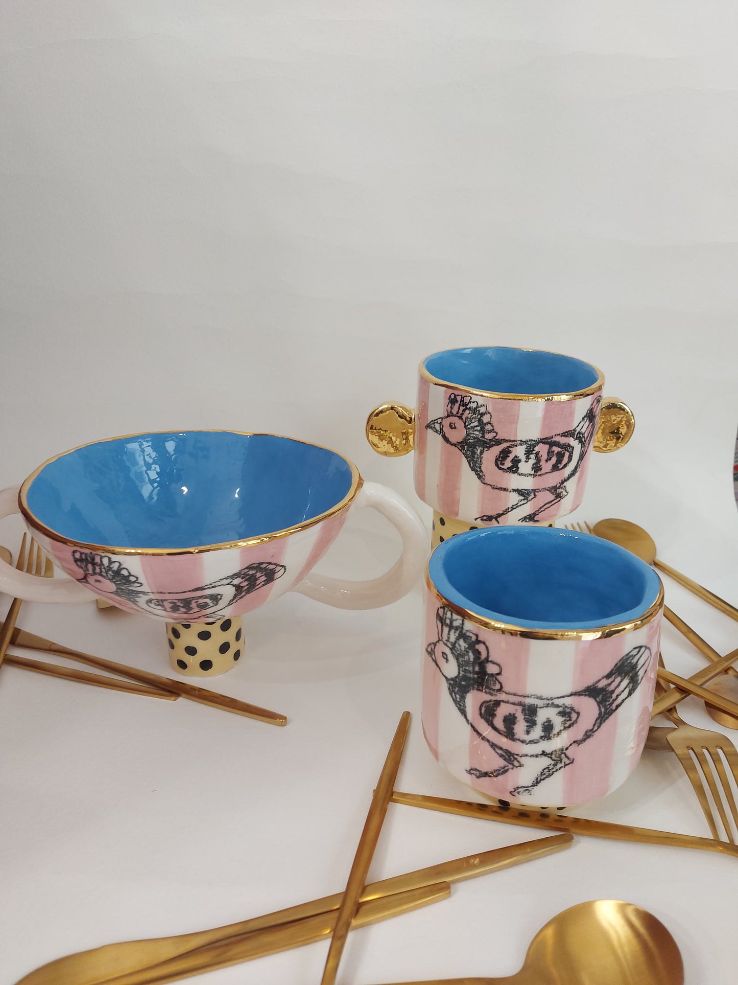 Vaso Upupa with gold