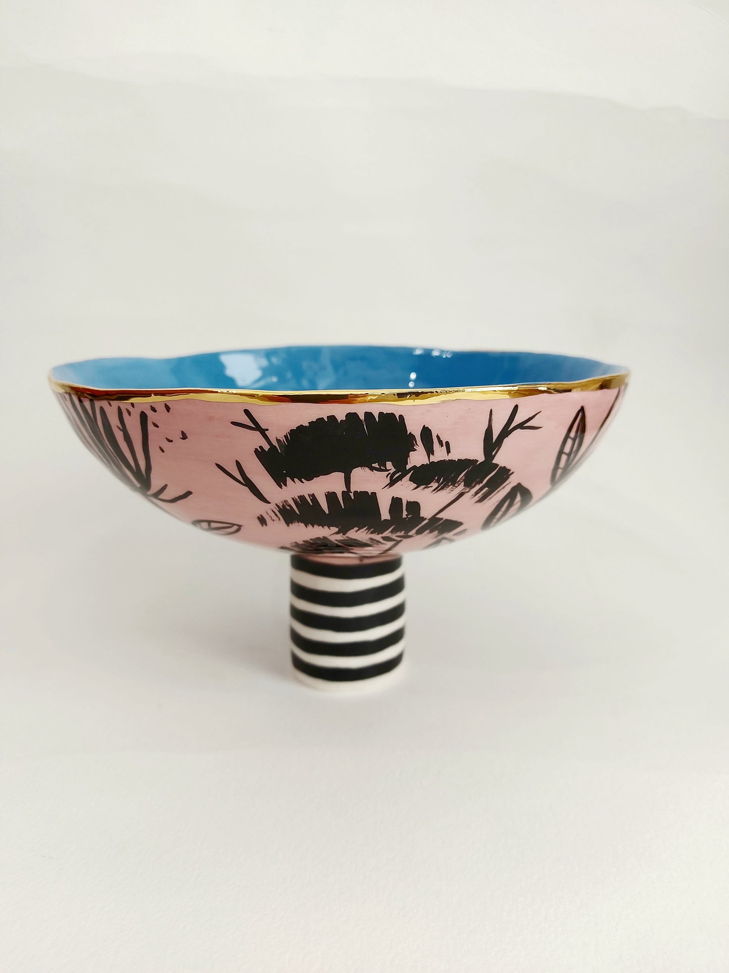 Alzata botanica blu/pink with Gold